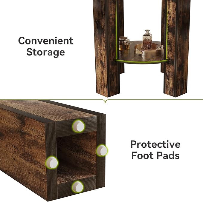 LITTLE TREE 39-Inch Round Dining Table for 4, Small Farmhouse Kitchen Dinner Table with Storage, 2-Tier Wooden Kitchen and Dining Room Furniture, Rustic Brown