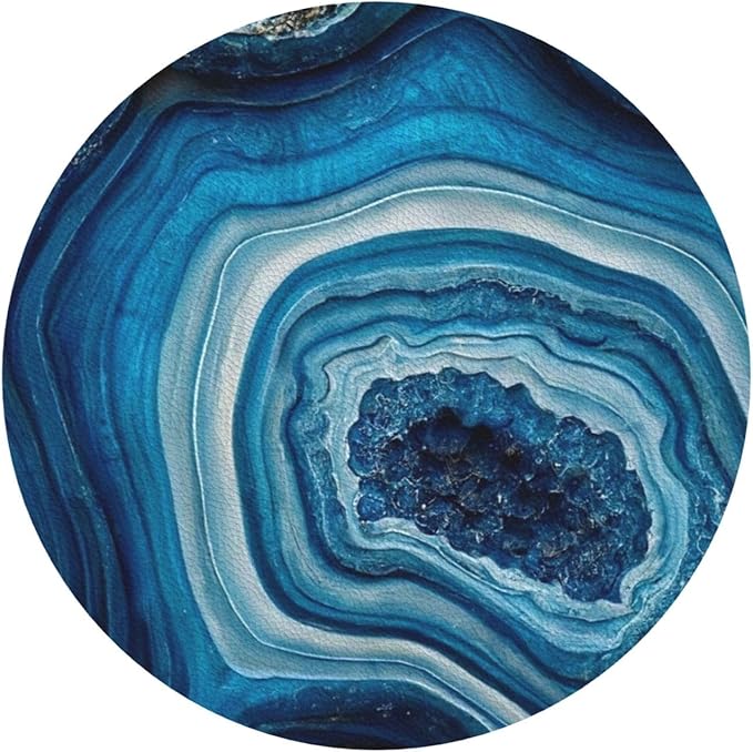 Agate Marble Blue Coasters Set of 6 Coasters for Drinks Absorbent Double-Sided Leather PVC Coaster for Tabletop Protection Coffee Table Decor Ideal for Home Decor House Warming Gifts