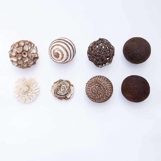 ANDALUCA Decorative Balls Bowl Filler Beige Orbs Floral Home Decor (Cocoa Floral)