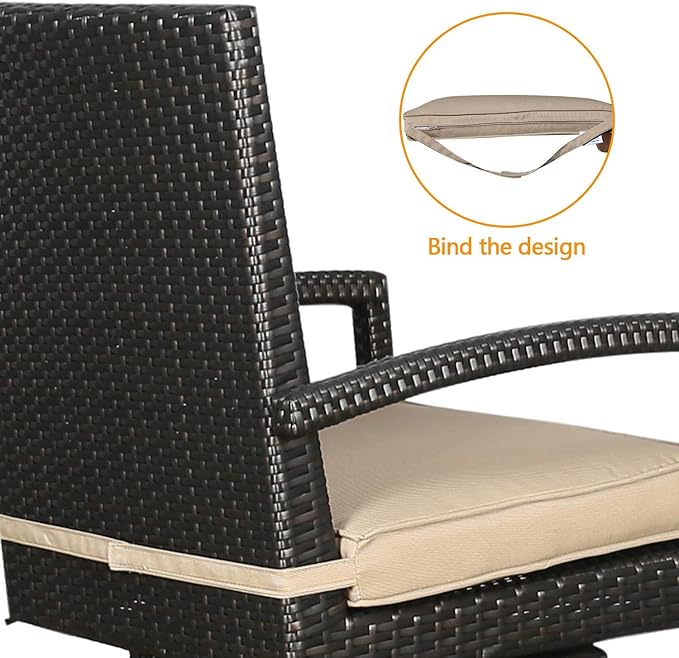 Ulax furniture 2-Pack All-Weather Brown Wicker Outdoor Patio Swivel Bar Stool with Cushion