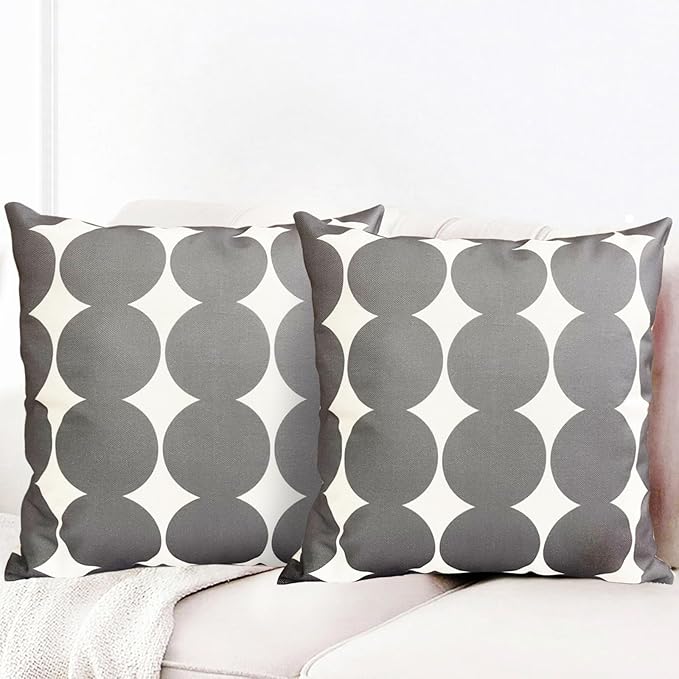 Decorative Throw Pillow Covers Set of 2 Dark Grey Fashion Polka dot Pillow Covers 16x16 Inch Throw Pillow Cover Linen Pillowcase Farmhouse Outdoor Pillow Covers for Couch Sofa Living Room