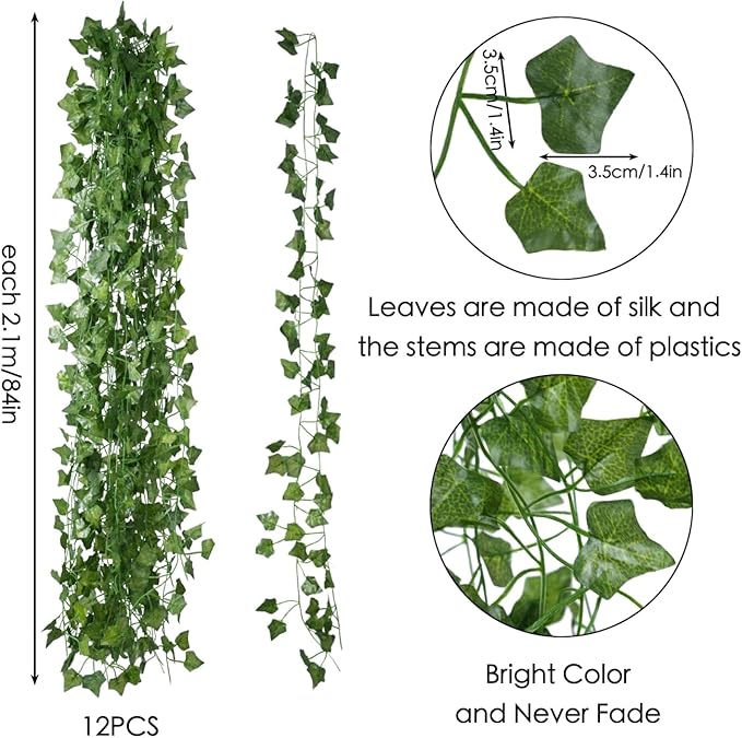 Fake Vines for Room Decor(96Pack689Ft) Aesthetic Artificial Plant Ivy Leaves Hanging Greenery Garlands for Home Bedroom Wall Wedding Christmas Party Office patio Indoor, Outdoor Garden Décor
