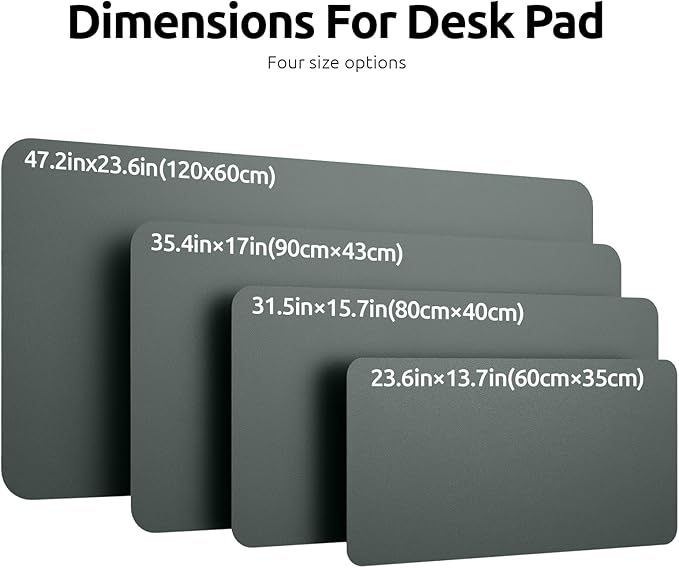 YSAGi Leather Desk Pad Protector, Office Desk Mat, Large Mouse Pad, Non-Slip PU Leather Desk Blotter, Laptop Desk Pad, Waterproof Desk Writing Pad for Home (23.6" x 13.8", Dark Green)