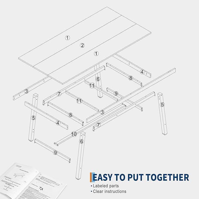 IDEALHOUSE Rustic Dining Table for 6-8 People, 78.7” Long Rectangle Kitchen Table, Industrial Farmhouse Wooden Kitchen Tables with Sturdy Metal Frame, Dining Room Table for Office, Home