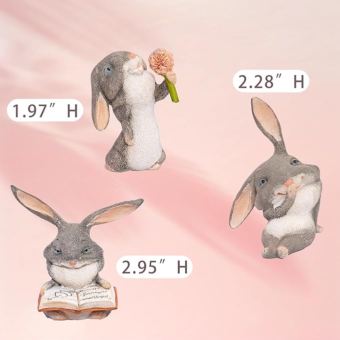 TZSSP 3 Pcs Rabbit Miniatures Garden Fairies Kit Garden Accessories-Miniature Figurines Accessories,DIY Kit,Micro Landscape Ornaments,Micro Landscape Terrarium Ornaments