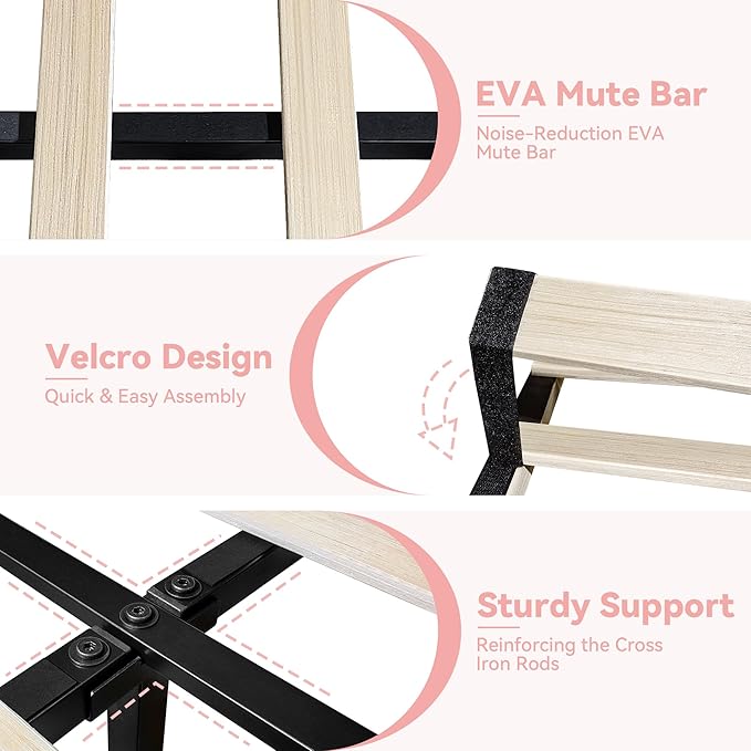 Torana Twin Marshmallow Bed Frame with Headboard and Footboard, Curved Shaped Cloud Upholstered Beds with LED Lights, Teddy Fleece Bedframe with Soft Rounded Corners and Strong Slats Support, Pink