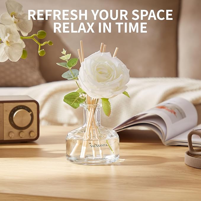 Reed Diffusers Set, 7.10 oz Flower Scented Diffuser with 7 Sticks, Long Lasting Home Fragrance for 120 Days, Perfect for Bathroom, Shelf Decor, Air Fresheners