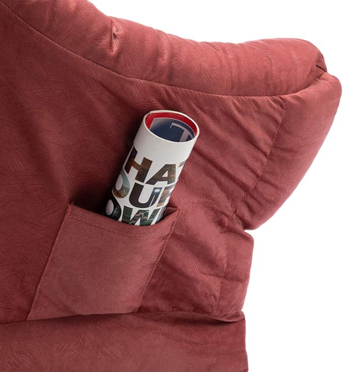 HollyHOME Oversized Brick Red Fabric Lounge Chair with Armrests and Steel Frame for Living Room