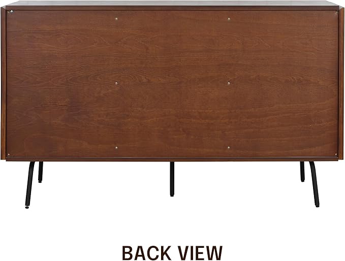 NTC Veil Modern Sideboard with 3 Doors, Buffet Cabinet with Vertical Groove Design and Metal Legs, Storage Cabinet for Living Room, and Hallway, Effortless Assembly - Dark Walnut