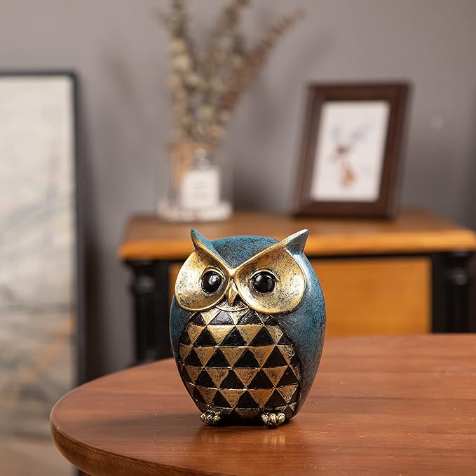 Leekung Owl Statue Home Decor - Owl Figurines for Bookshelf, Bedroom, Living Room, Office & TV Stand Decorations - Animal Sculptures Gift for Bird Lovers
