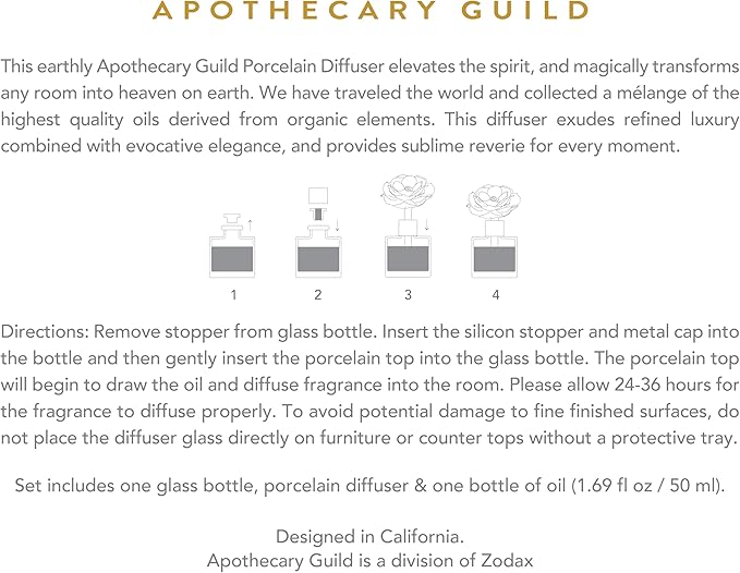 Zodax Blush Porcelain Oil Diffuser, 1.69 oz - Moroccan Peony