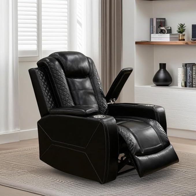 Oversized Power Recliner Chair, Multifunction Recliners Chair with Home Theater Seating, Oversized Single Electric Recliner Furniture for Living Room Apartment Home Theater, Black
