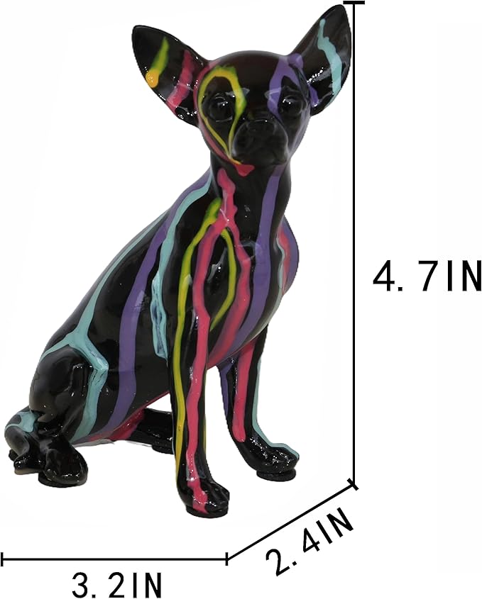 Fluid Chihuahua Statue, Creative Colorful Puppy Home Sculpture Decoration, Suitable for Decorating Bookshelves, Desktops, Kitchens, Living Rooms, and Other Spaces