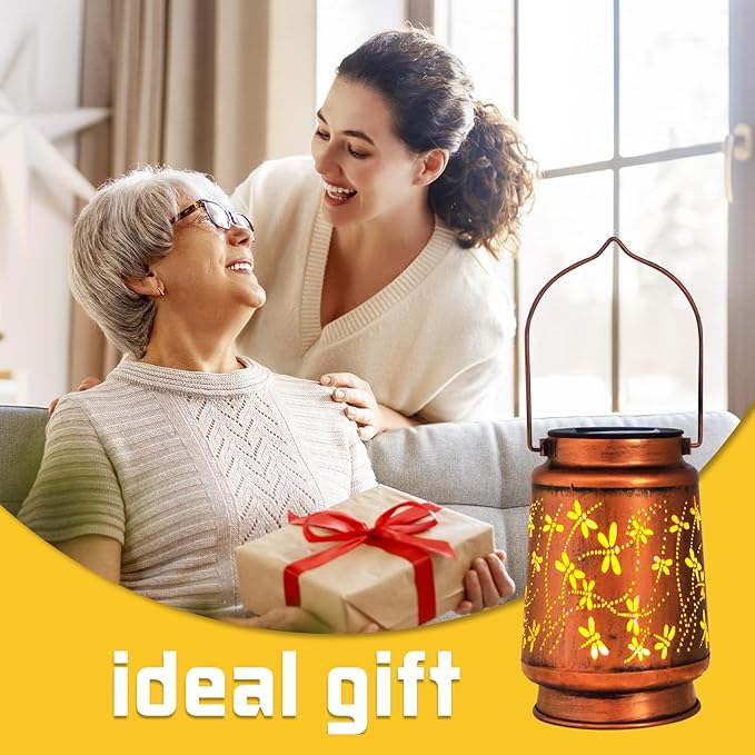 Christmas Gifts for Women, 4 Pack Dragonfly Birthday Gifts for Women Mom Grandma Solar Lanterns Outdoor Waterproof Garden Decor Hanging LED Decorative Light for Patio Yard Lawn Gardening Gifts