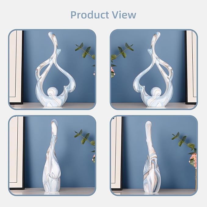 Blue Table Decor for Living Room, Abstract Sculptures Home Decor, Ceramic Statue Coffee Table Sculpture, Shelf Decor Table Centerpieces for Dining Room Office