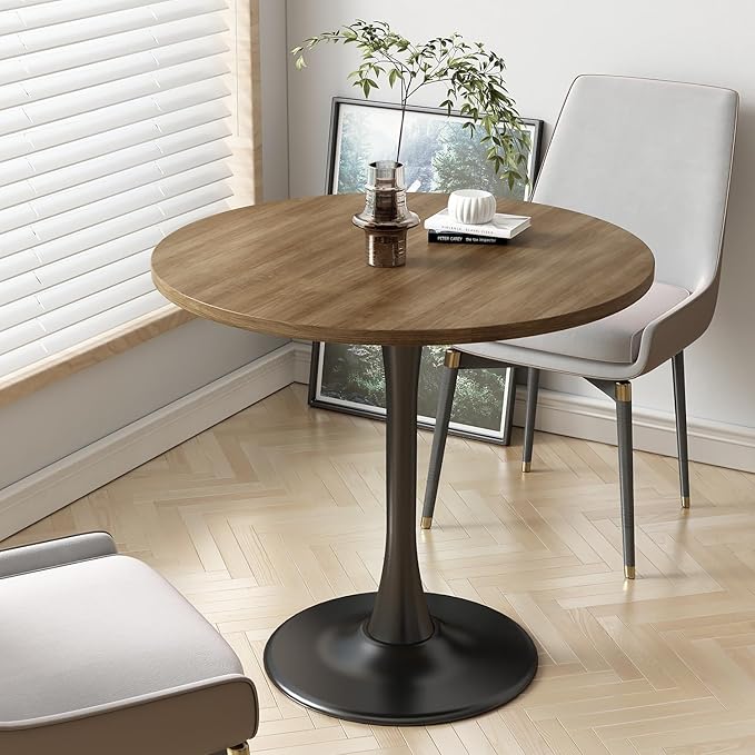 Wood Round Table Modern Dining Table Tulip Round Kitchen Table Wooden Mid Century Coffee Table for Living Room 31.5 inch