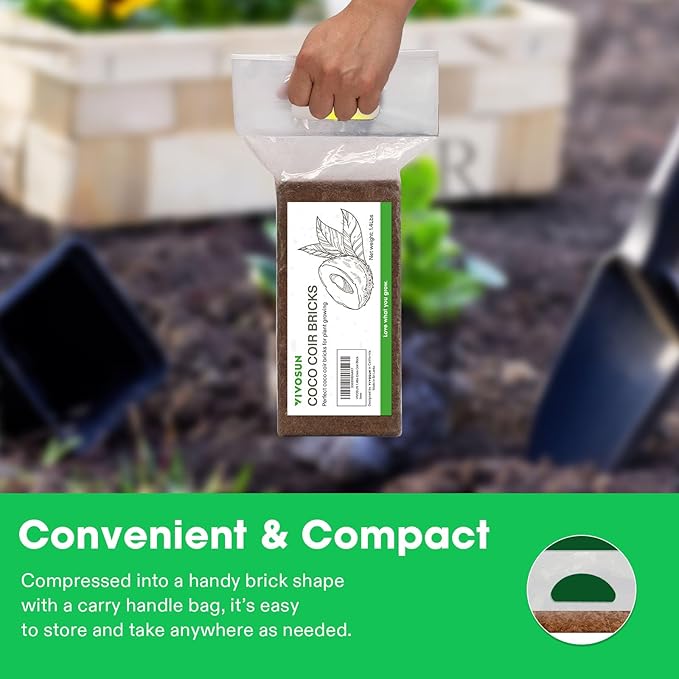 VIVOSUN Coco Coir Brick, 1.4lbs 100% Natural Organic Compressed Coconut Coir Fiber with Low EC, PH Balance & High Nutrition, Coconut Fiber Substrate, Coconut Soil for Plants, 6-Pack