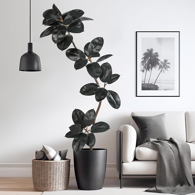 5.2ft Artificial Rubber Tree Faux Plants Indoor Faux Floor Artificial Trees Indoor,Fake Plant Fake Tropical Plants,Large Floor,Real Touch Rubber Tree for Home Decor