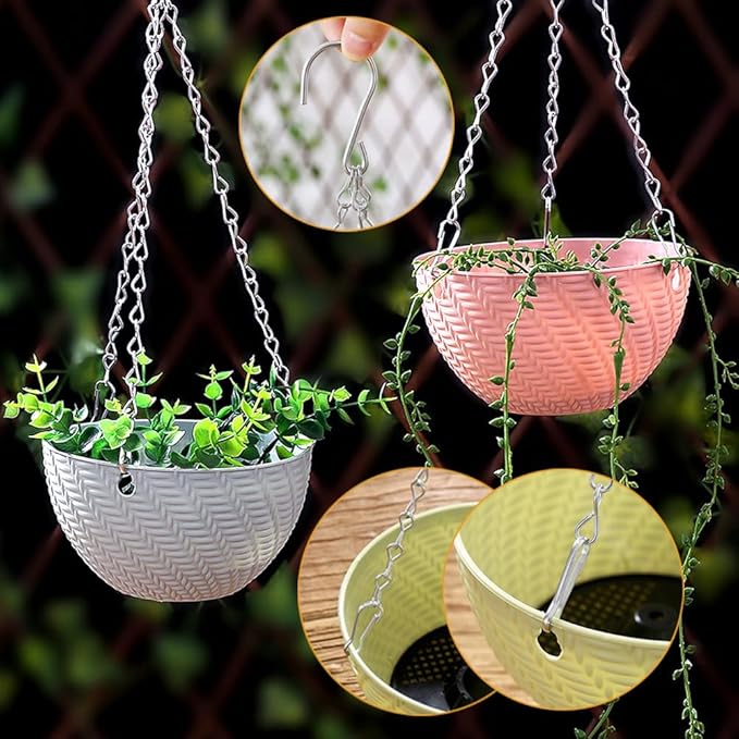 YINGFENG 197 Inch DIY Silver Hanging Basket Chains, Adjustable Length, Decorative Metal Chain with Hooks for Hanging Bird Feeders, Planters, Ornaments