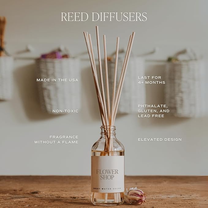 Sweet Water Decor Luxury Getaway Reed Diffuser Set - Room Diffuser with Leather, Amber & Musk Scent - Hotel Scent Diffuser Lasts for 4 Months - HomeDiffuser with Premium Fragrance Oils