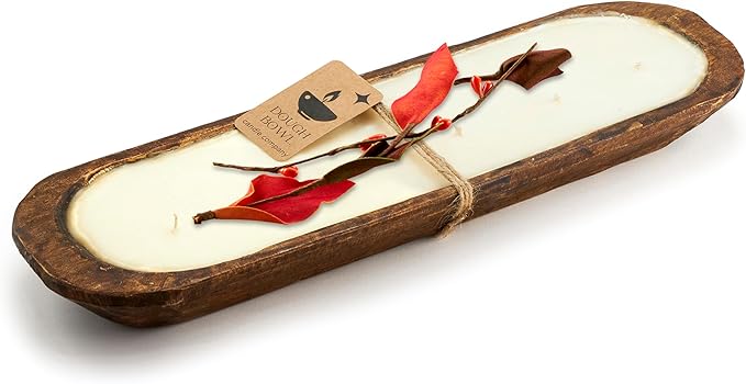 Dough Bowl Candle Co. Pumpkin Spice Soy Candle - 6 Wick Candle Essential Oil Wax Melts, Rustic Farmhouse Decor Odor Eliminator, 32 Ounce All-Natural Soy Candles Gifts for Women and Men