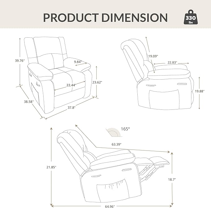 Velvet Rocker Recliner for Adults, Overstuffed Manual Recliner Chair with Spring Cushion, Rocking Chair with Side Pockets, Nursery Glider Recliner Single Sofa for Living Room (Oversize, Blue)