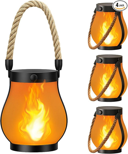 Hompavo Gen2 Solar Lanterns Outdoor, Christmas Gifts for Women, Dual Charging (USB/Solar) & 2 Modes - Waterproof Decorative Hanging/Table Lights for Yard Patio Garden Halloween Christmas Decor, 4