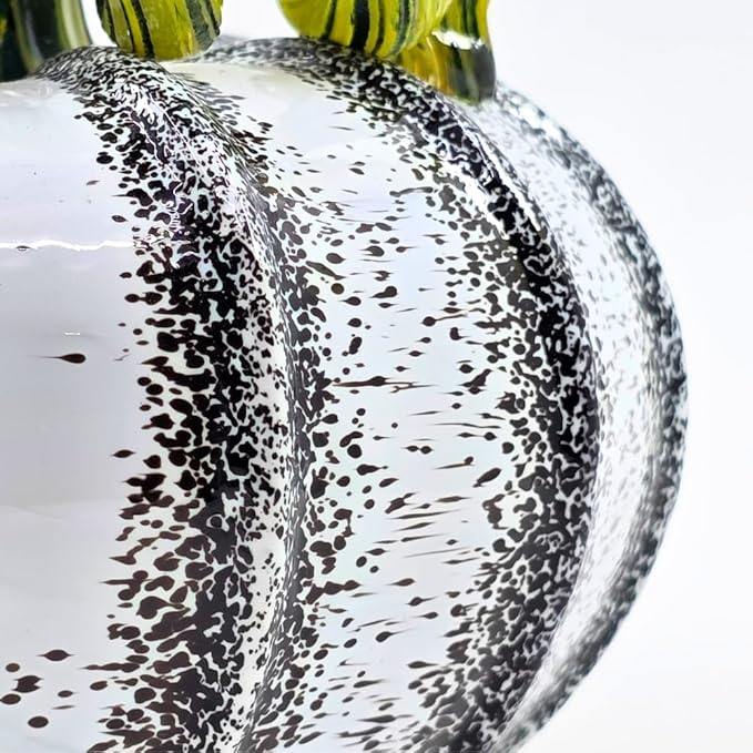 Luke Adams Glass Handmade Glass Pumpkins Handmade Table Top Home Decor (Squat, Birch)
