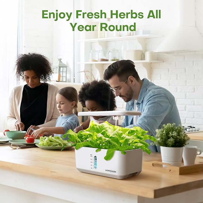 Ahopegarden Indoor Herb Garden Kit with LED Grow Light: 10-Pod Hydroponics Growing System Kit with Auto Timer, Perfect Herb Garden Planter Indoor Kit for Kitchen Home Office Gardening Gift