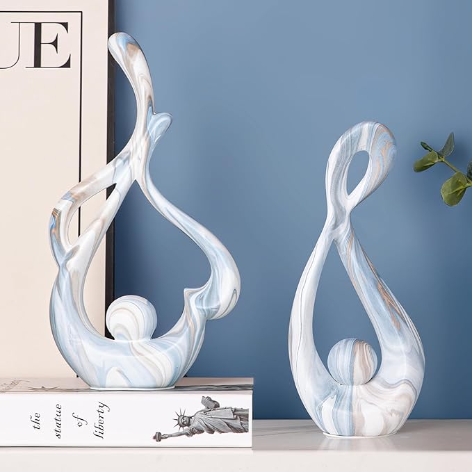Coffee Table Sculptures Home Decor Ceramic Statue Blue Decor for Living Room Abstract Sculpture Table Centerpieces Entry Table Decor