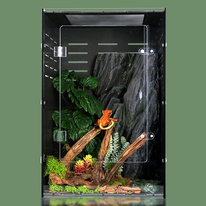 Reptile Tank 16x16x24 – Tall Reptile Enclosure for Crested Gecko, Chameleon, Snake Habitat | Tree-Dwelling Cage & Snake Enclosure