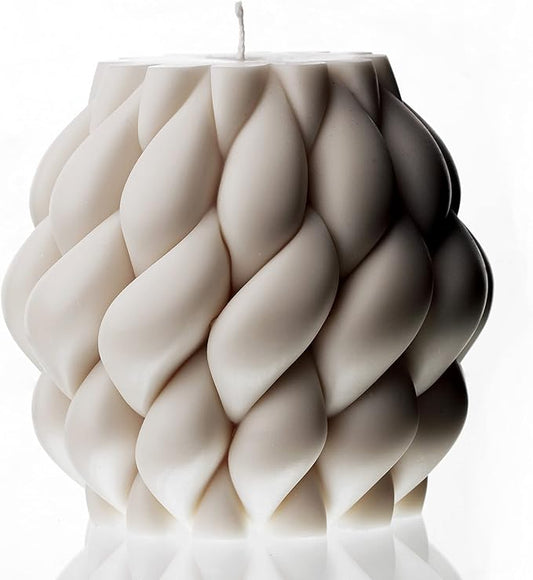 LAWA Knot Ball Candle - Large Beautiful Handmade Pillar Scented Soy Wax Elegant Bubble Aesthetic Candle Housewarming Gift Home Room Shelf Decor Idea White