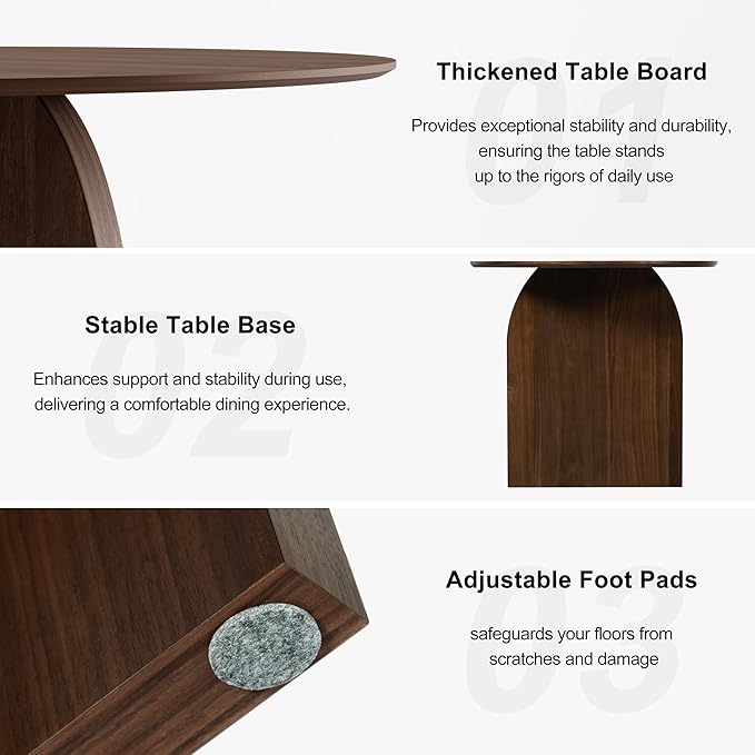 Casaphoria 67" Large Dining Table for 6, Wood Oval Living Room Table, Modern Farmhouse Kitchen Table with Scratch-Resistant Top & Wood Pedestal, Easy Assembly and Clean, Walnut