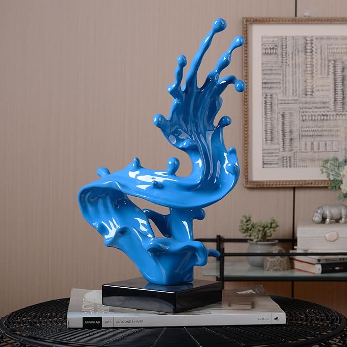 HAUCOZE Modern Sculpture Decor Abstract Statue Figurine Sea Wave Arts Gifts Polyresin Crafts 16.0 inch