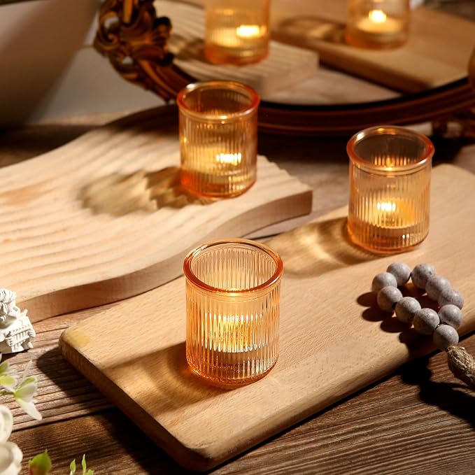 36pcs Gold Votive Candle Holders, Glass Tea Light Candle Holders for Birthday Decor, Candle Votives for Wedding Centerpiece & Home Decor (Gold)