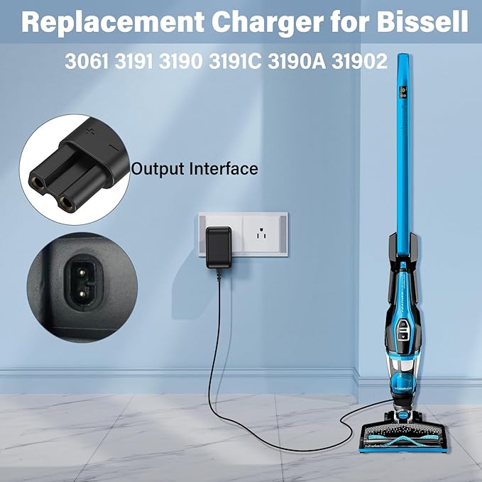 14V Vacuum Charger for Bissell 3061 Featherweight Cordless Stick Vacuum Cleaner, Power Cord AC Adapter for Powerlifter Ion Pet 3191 3191C 14V 800mA, for ReadyClean 10.8V Lithium-ion 3190 3190A 31902