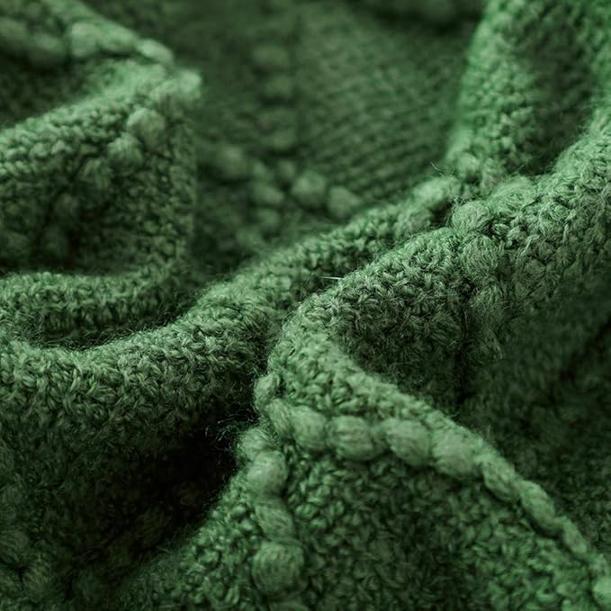 BOURINA Green Throw Blanket 60x80 Inches Throw Textured Solid Soft Sofa Throw Couch Knitted Decorative Blanket