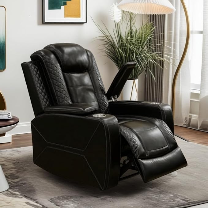 Oversized Power Recliner Chair, Multifunction Recliners Chair with Home Theater Seating, Oversized Single Electric Recliner Furniture for Living Room Apartment Home Theater, Black