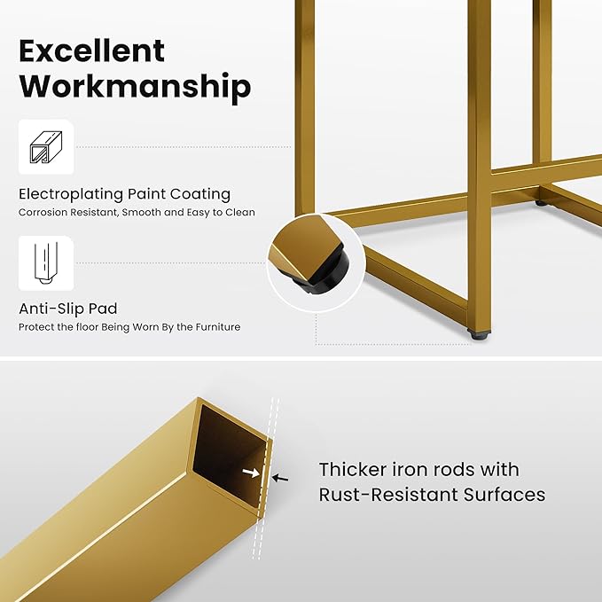 PHI VILLA Bar Stools Set of 2 - Bar Stools with Back Leather Stools for Kitchen Counter, White and Gold Counter Height Bar Stool