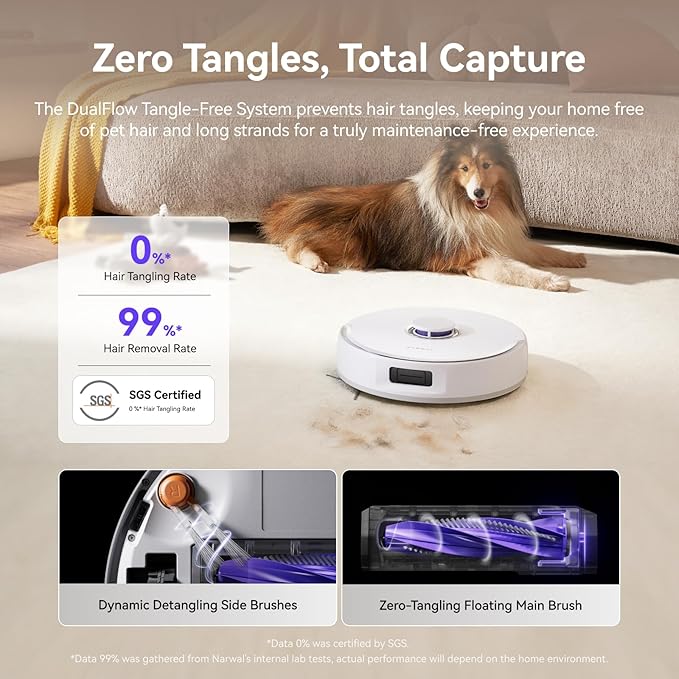 NARWAL Freo X10 Pro Robot Vacuum and Mop Combo, 11,000Pa Suction, DualFlow Tangle-Free System, MopExtend Edge Cleaning, Self-Emptying, Auto Mop Wash & Dry, LiDAR Navigation, for Pet Hair & Hard Floors