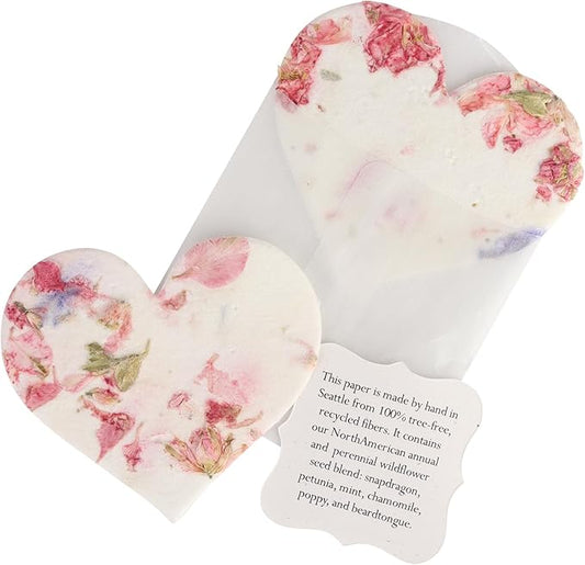 Set of 24 Pink Heart – Plantable Seed Paper Embedded with Wildflower Seeds for Bridal Shower, Wedding Gift, Birthday, & Other Milestone Celebrations