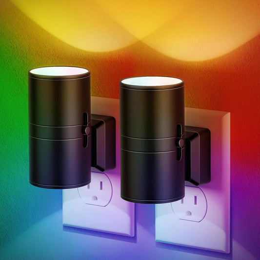 JandCase Color Night Light, LED Night Lights Plug into Wall, Color Changing Nightlight RGB with Light Sensor,Kids Gifts, Halloween, Christmas, Holiday, Hallway Bedroom Kids Room, 2 Pack