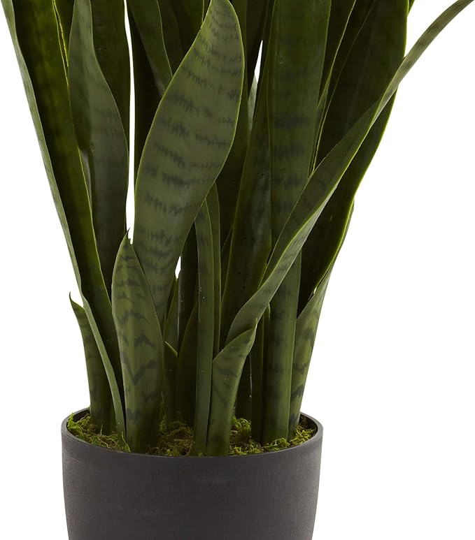 Nearly Natural, Green 4855 35in. Sansevieria with Black Planter