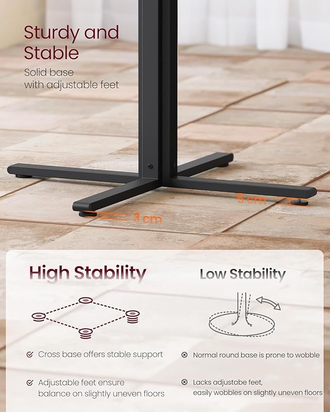 VASAGLE Dining Table, Small Round Kitchen Table for 4 People, 31.5 x 29.4 Inches, for Dining Room, Living Room, Farmhouse, Water-Resistant, Somber Walnut UKDT082K01V1