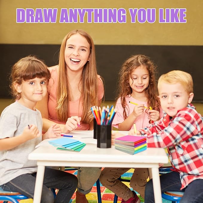 Thenshop 150 Pack Mini Notebooks Bulk Small Notepad Unlined Journals Pocket Blank Sketchbooks Kids Students Gifts Back to School Supplies 4 x 4 Inch 24 Sheets(Bright Color)