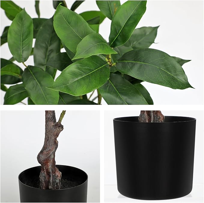 Briful Fake Plants 36.6'' Tall Artificial Plants Indoor Decor, Faux Bay Laurel Trees in Black Pot, Floor Plant Houseplant for Home Farmhouse Outdoor Patio Porch Decorations