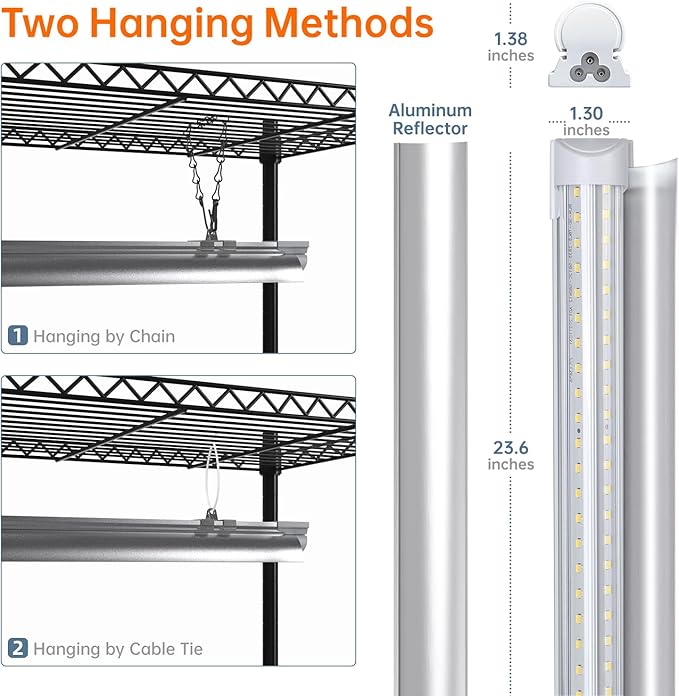 Bstrip Plant Shelf with Grow Lights, 5-Tier Plant Stand with T8 24W Grow Light for Indoor Plants with Wheel, 5000K Full Spectrum LED Plant Light with Timer for Seedling, Seed Starting, 29.5x13.8x59IN