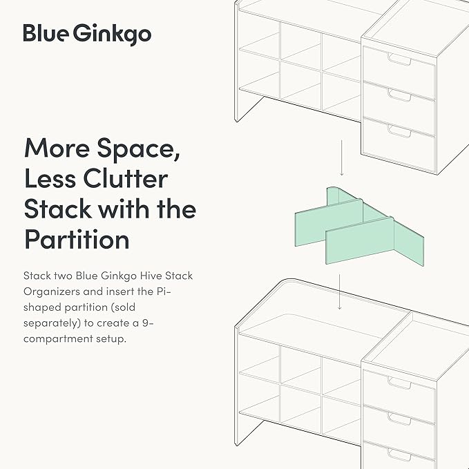 BLUE GINKGO Hive Stack Organizer Partition – (Made in Korea, Blue)