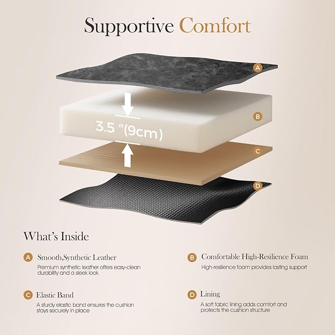 Sophia & William Black Bar Stools Set of 4, Modern PU Leather Counter Height Barstools with Back, 24" Kitchen Island Chairs