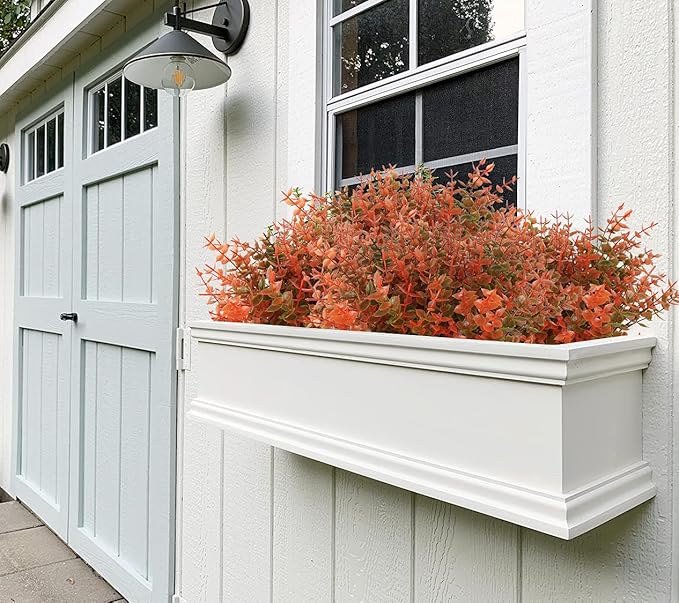 RECUTMS 8 Bundles Artificial Fall Flowers No Fade Faux Autumn Plants, Fake Indoor Outdoor Greenery Decorations for Thanksgiving Christmas Wedding Party Home Garden Fireplace Décor(Fall Eucalyptus)